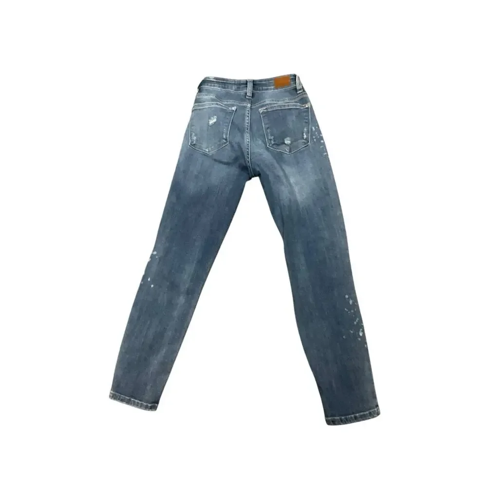 Judy Blue Jeans Womens 5/27 Blue Distressed Skinny Stretch Dark Wash Denim - Picture 5 of 9